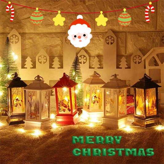 Christmas Portable Oil Lamp Santa Claus LED Night Lights Battery Powered Indoor Outdoor Hanging Lanterns Festive Party Decoration